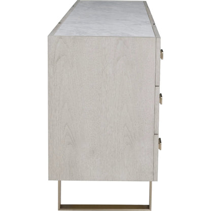 Libby Langdon Carlson Credenza by Fairfield Chair in grey and sheer dove. Made from walnut solids, veneers, stainless steel in a unique style.