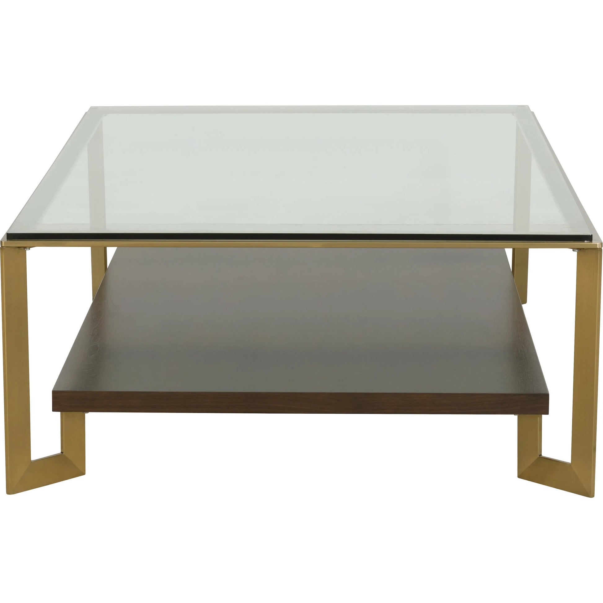 Libby Langdon Cannon Cocktail Table by Fairfield Chair in brown and smoked stone. Made from stainless steel, walnut solids, veneers, glass in a unique style.