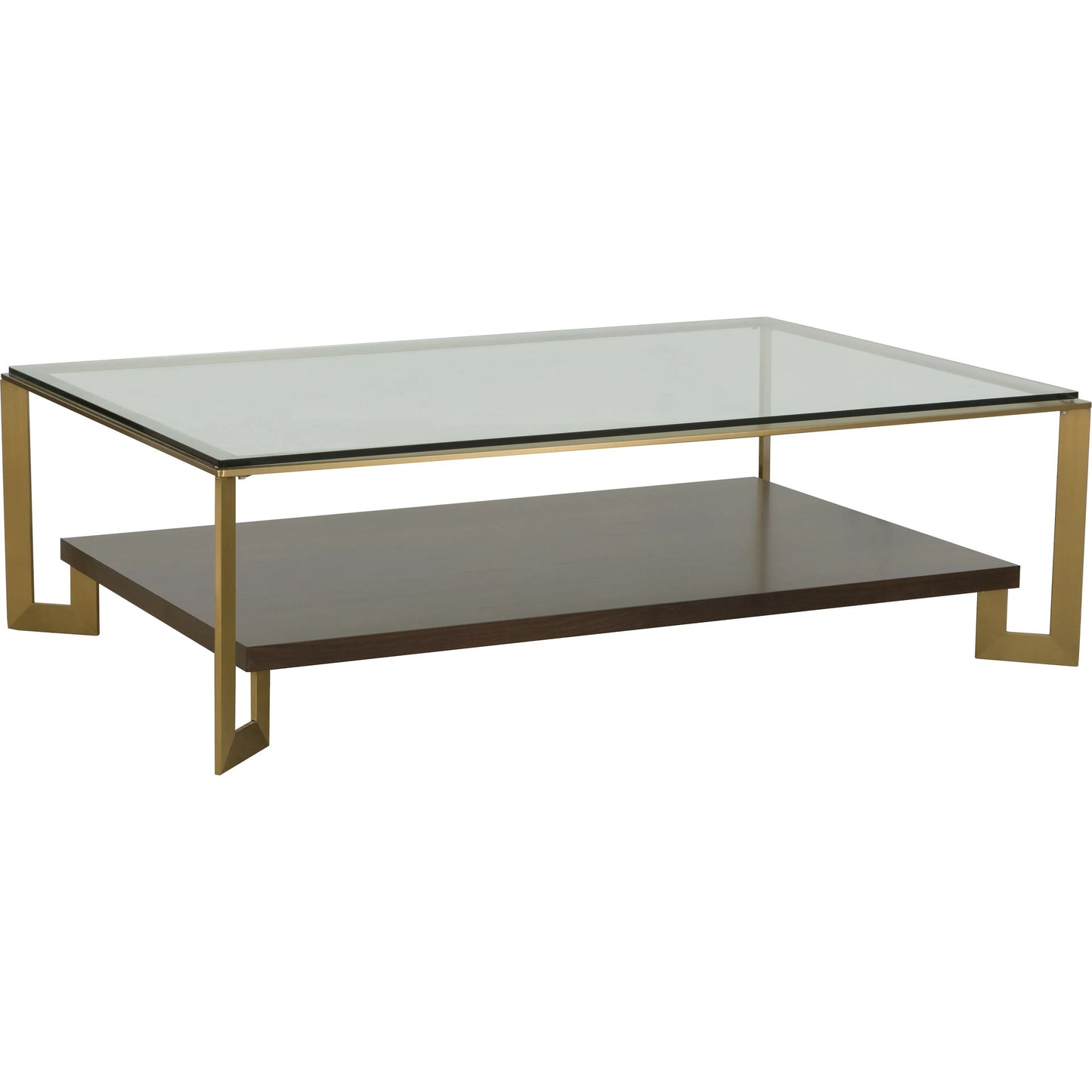 000 SI-2635740 | Primary Silo | Libby Langdon Cannon Cocktail Table by Fairfield Chair in brown and smoked stone. Made from stainless steel, walnut solids, veneers, glass in a unique style.