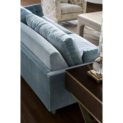 Libby Langdon Carlson End Table by Fairfield Chair in brown. Made from walnut solids, veneers, stainless steel in a unique style.