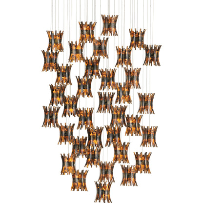 Alsop 36-Light Multi-Drop Pendant by Currey and Company in brown, black, silver. Made from composite in a modern style.