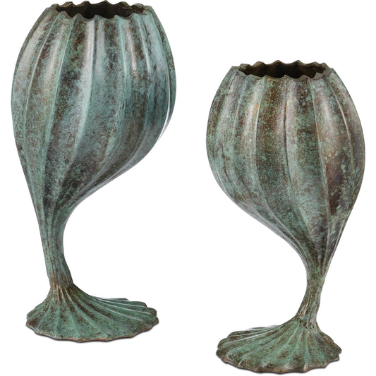 Utrecht Object Set by Currey and Company in verdigris. Made from cast aluminum in a unique style.