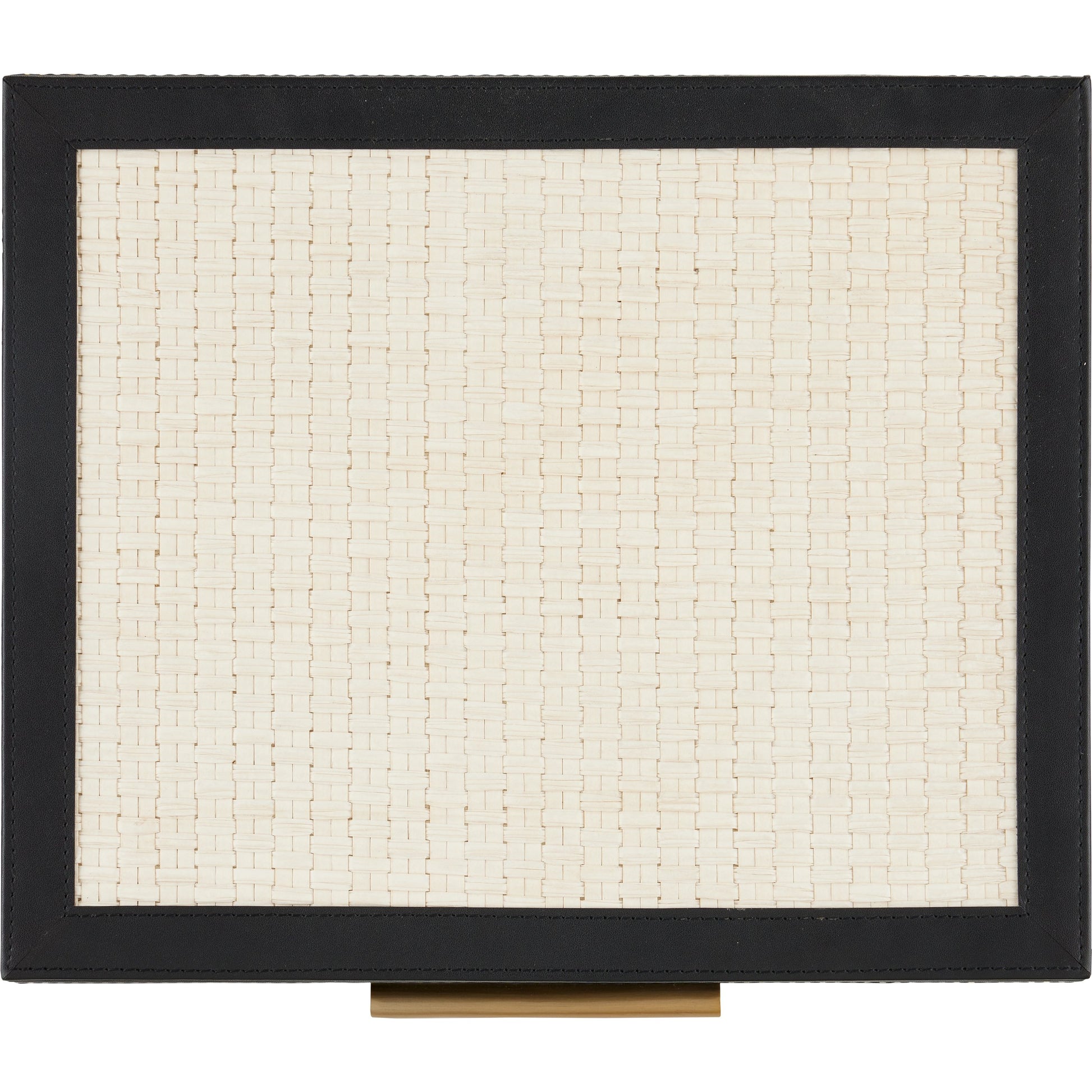 Deanna Box Set by Currey and Company in ivory, black, light antique brass, beige. Made from raffia, leather, brass, microsuede, mdf in a modern style.