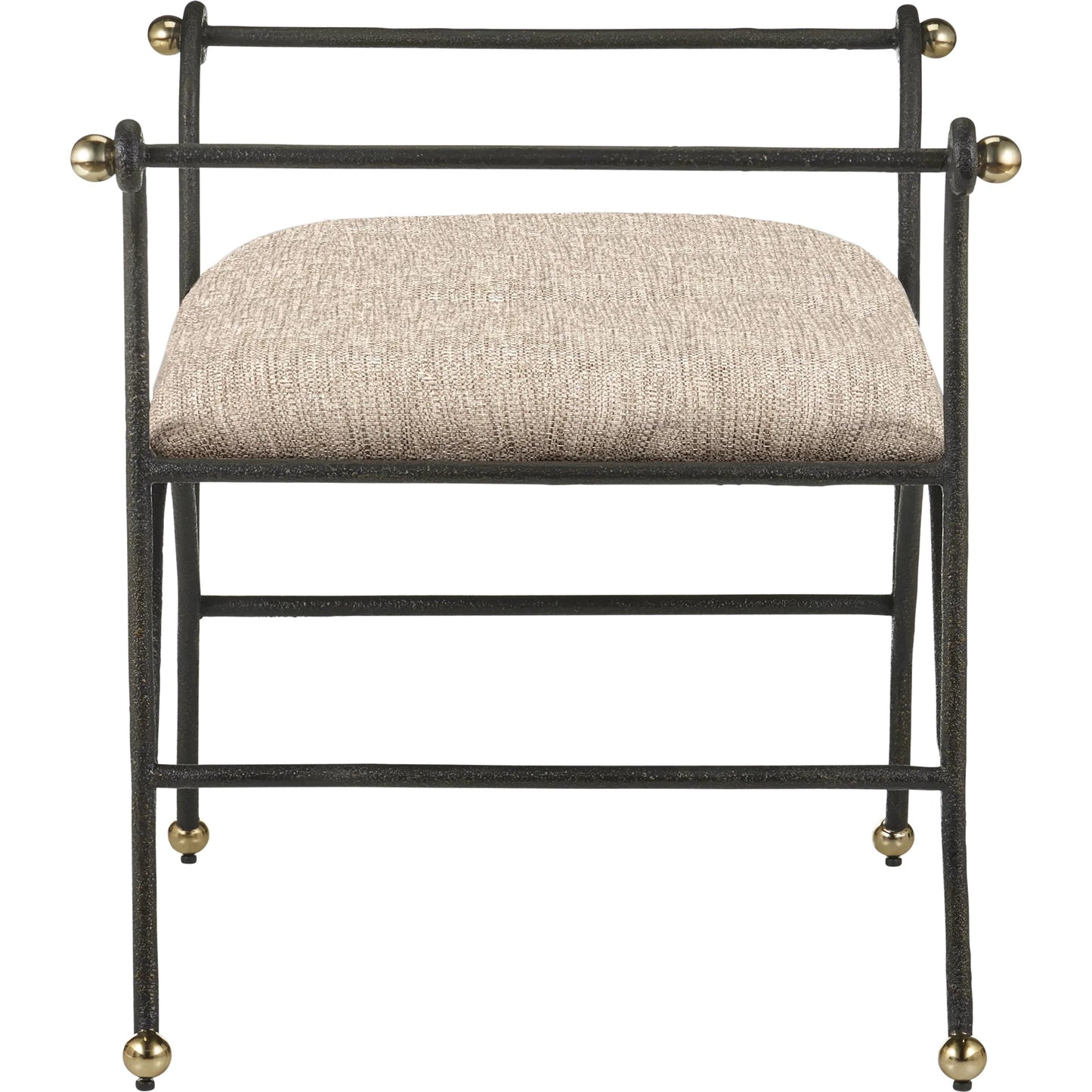 003 SI-2257393 | Additional Silo | Mabel Ottoman by Currey and Company in antique black, polished brass. Made from steel, stainless steel in a transitional style.