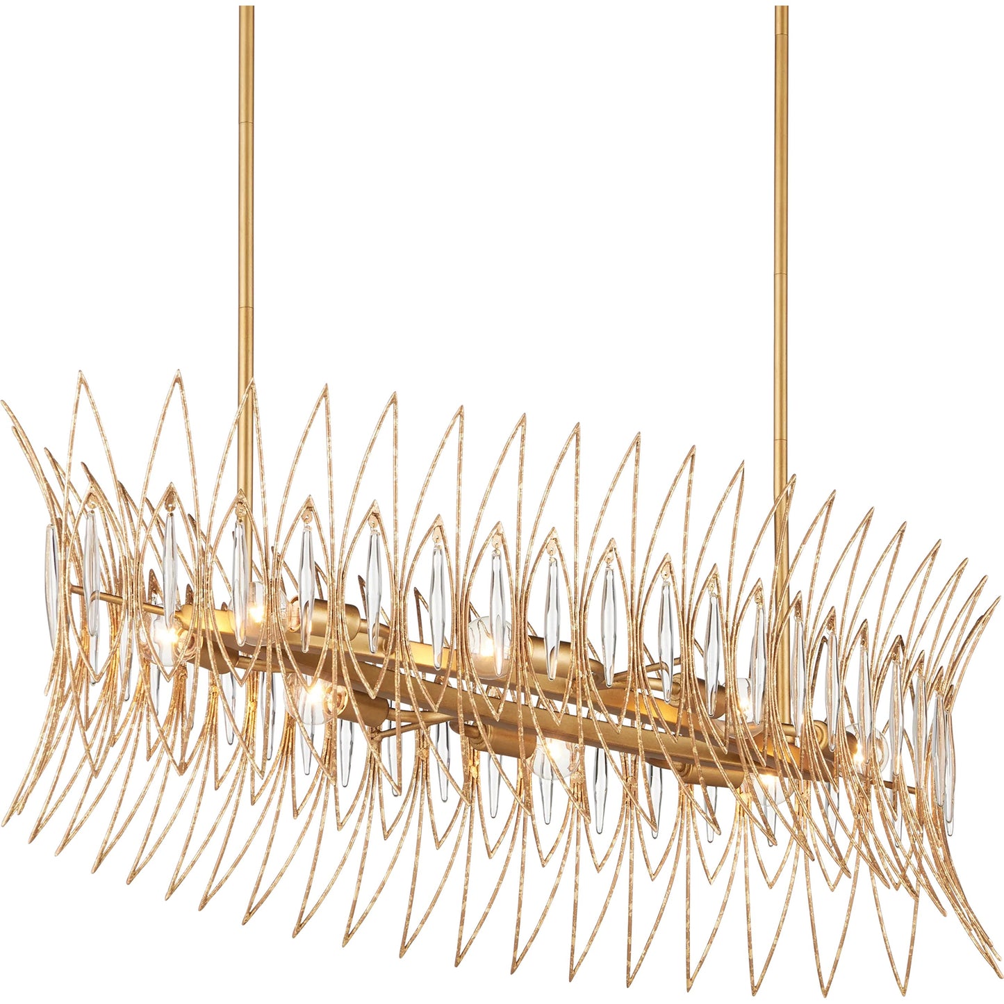 003 SI-2387085 | Additional Silo | Marquise Oval Chandelier by Currey and Company in clear, luxor gold. Made from glass, wrought iron in a unique style.