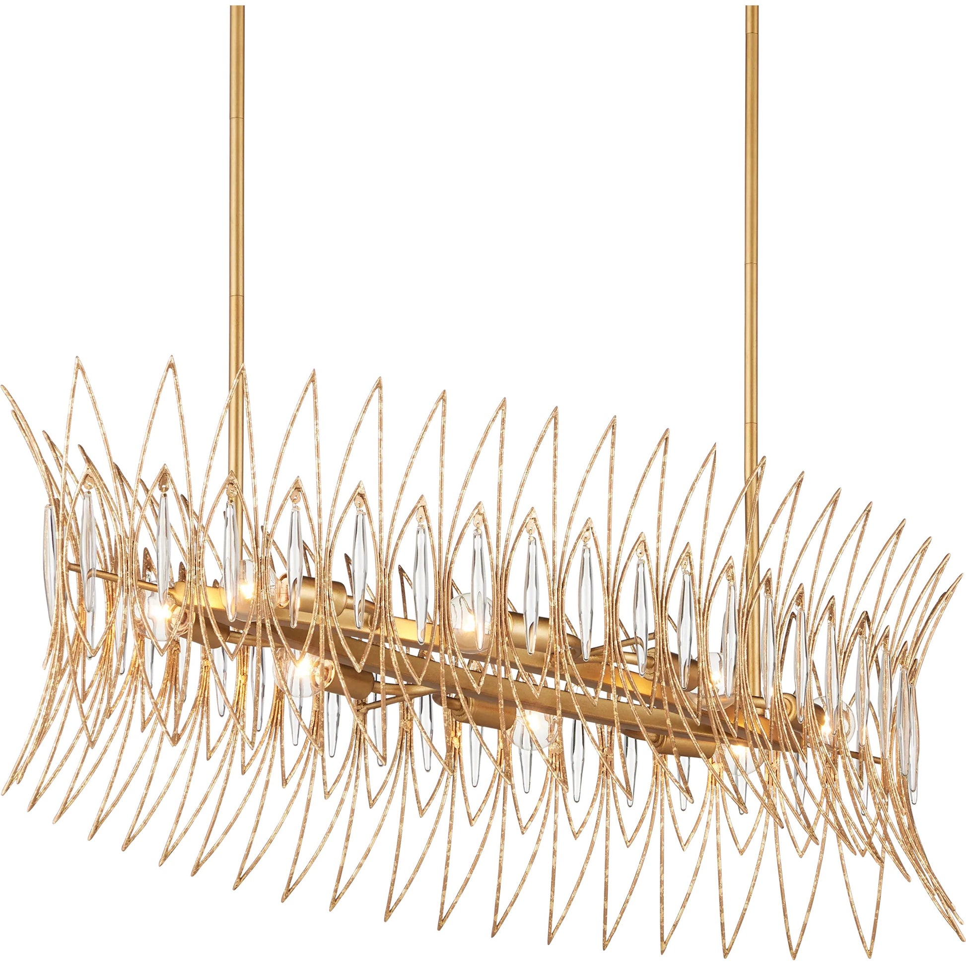 Marquise Oval Chandelier by Currey and Company in clear, luxor gold. Made from glass, wrought iron in a unique style.