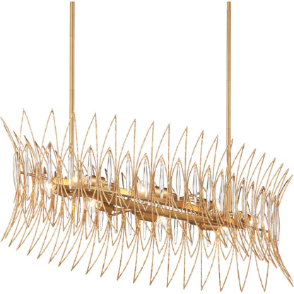 Marquise Oval Chandelier by Currey and Company in clear, luxor gold. Made from glass, wrought iron in a unique style.