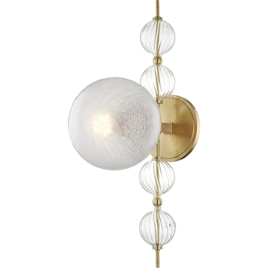 Calypso Wall Sconce by Hudson Valley in aged brass. Made from steel in a modern style.