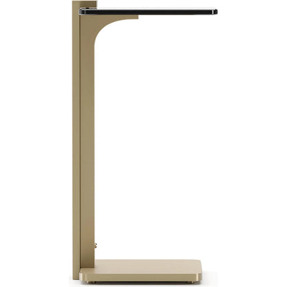 Counter Balance Spot Table by Caracole in smoked bronze, brushed gold. Made from glass in a modern style.