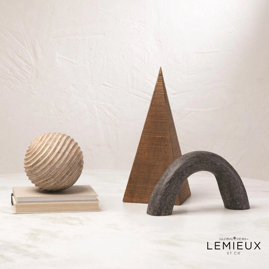 Beaumont Wooden Pyramid by Global Views in wood textured. Made from mango in a eclectic & global style.