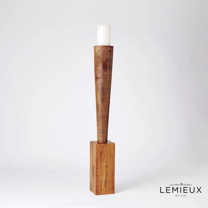 Bangou Floor Pillar Holder by Global Views in brown textured. Made from mango in a eclectic & global style.