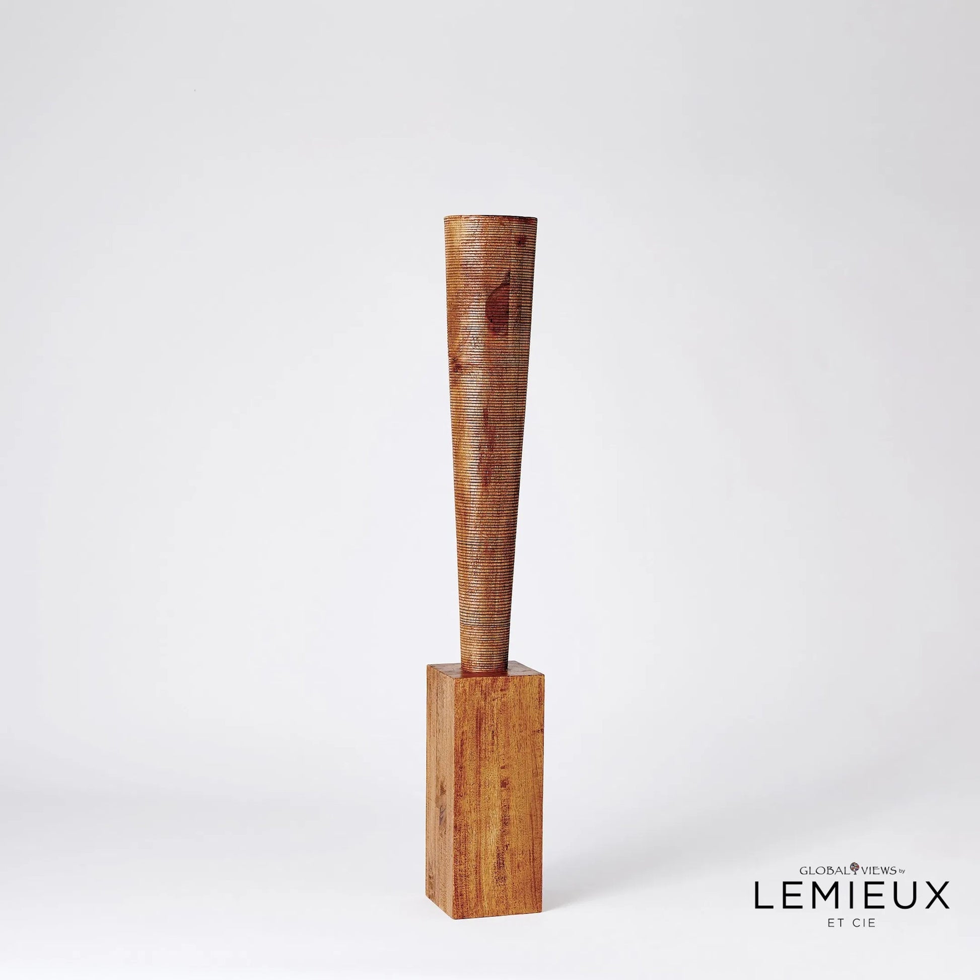 Bangou Floor Pillar Holder by Global Views in brown textured. Made from mango in a eclectic & global style.