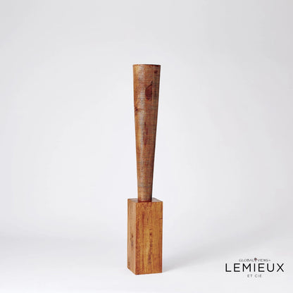 Bangou Floor Pillar Holder by Global Views in brown textured. Made from mango in a eclectic & global style.