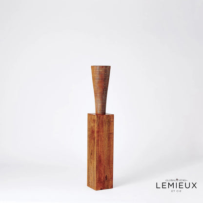 Corot Floor Pillar Holder by Global Views in brown textured. Made from mango in a eclectic & global style.