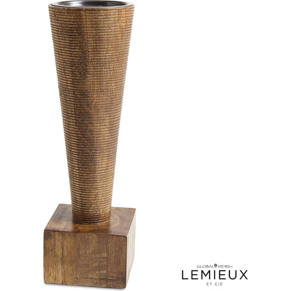 Turcan Pillar Holder by Global Views in brown textured. Made from mango in a eclectic & global style.