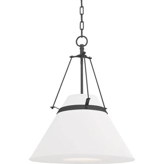 Clemens Pendant by Hudson Valley in old bronze. Made from brass in a transitional style.