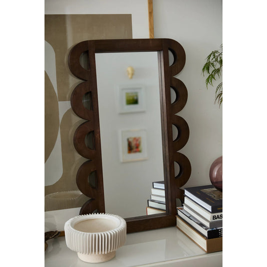 Loring Mirror by Accent Decor in brown. Made from wood in a unique style.