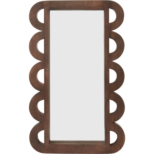 Loring Mirror by Accent Decor in brown. Made from wood in a unique style.