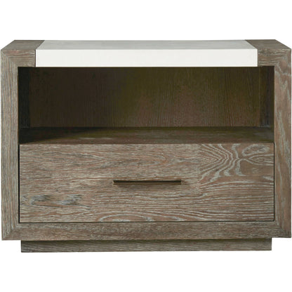 Modern Wilshire Nightstand by Universal Furniture in bronze and quartz. Made from unique in a modern style.