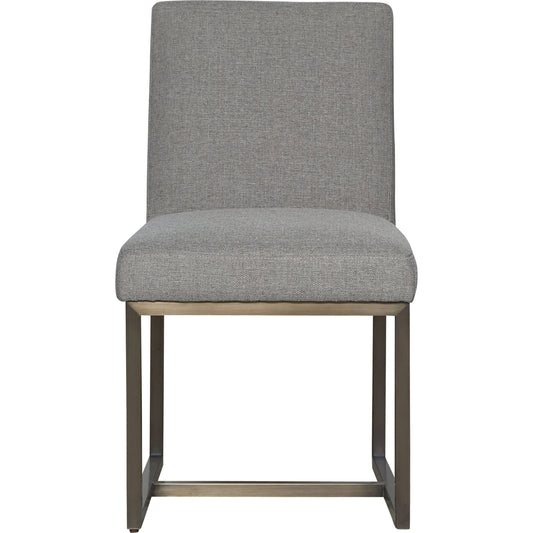 Modern Cooper Side Chair by Universal Furniture in sky silver and quartz. Made from sky-silver lining 100% polyester in a modern style.