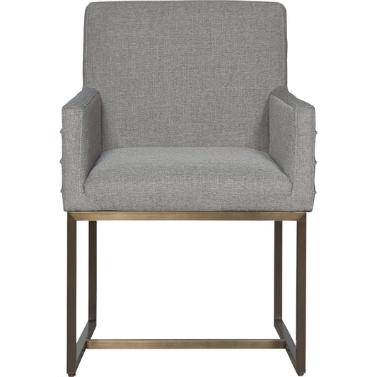 Modern Cooper Arm Chair by Universal Furniture in sky silver and quartz. Made from sky-silver lining 100% polyester in a modern style.