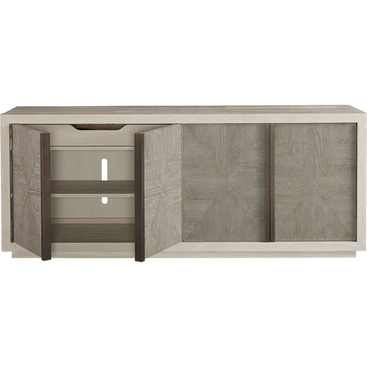 Modern Brinkley Credenza by Universal Furniture in bronze and quartz. Made from unique in a transitional style.