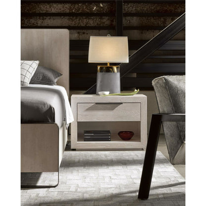 Modern Huston Nightstand by Universal Furniture in bronze and quartz. Made from unique in a modern style.