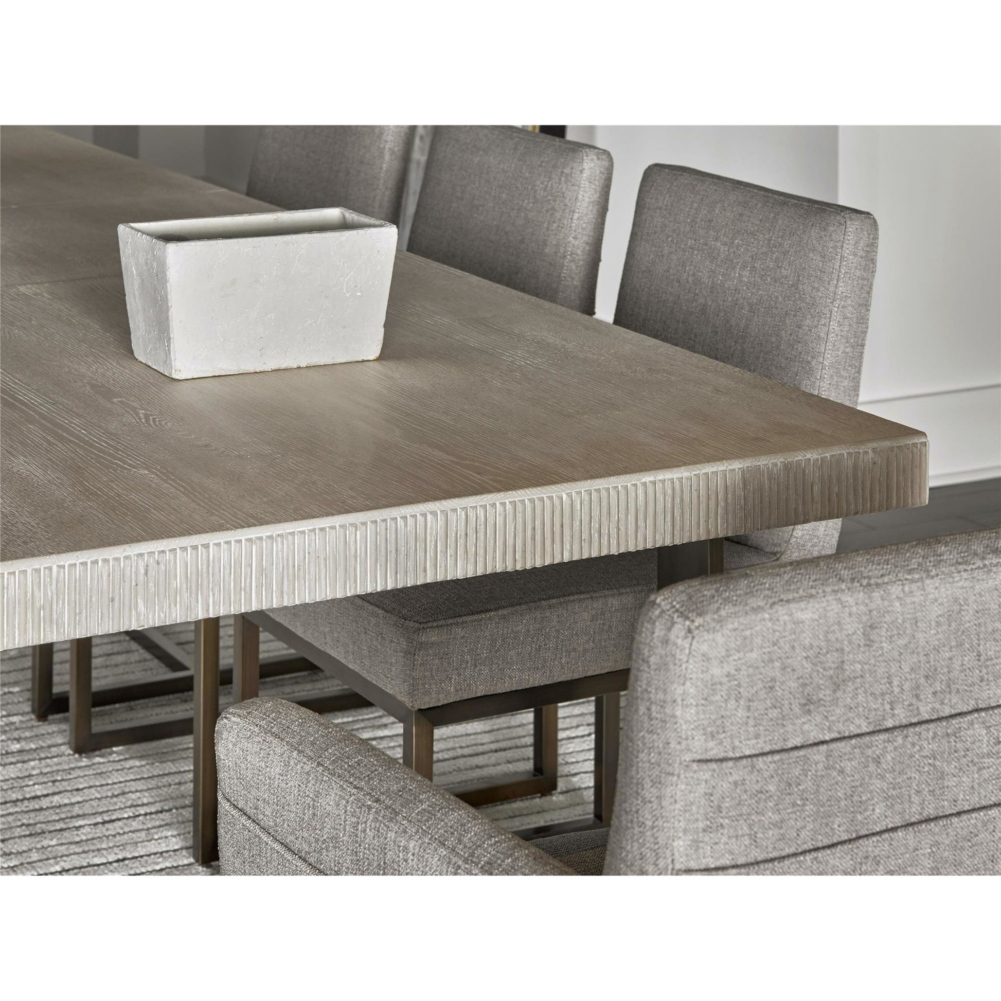 Modern Robards Rectangular Dining Table by Universal Furniture in bronze and quartz. Made from unique in a modern style.