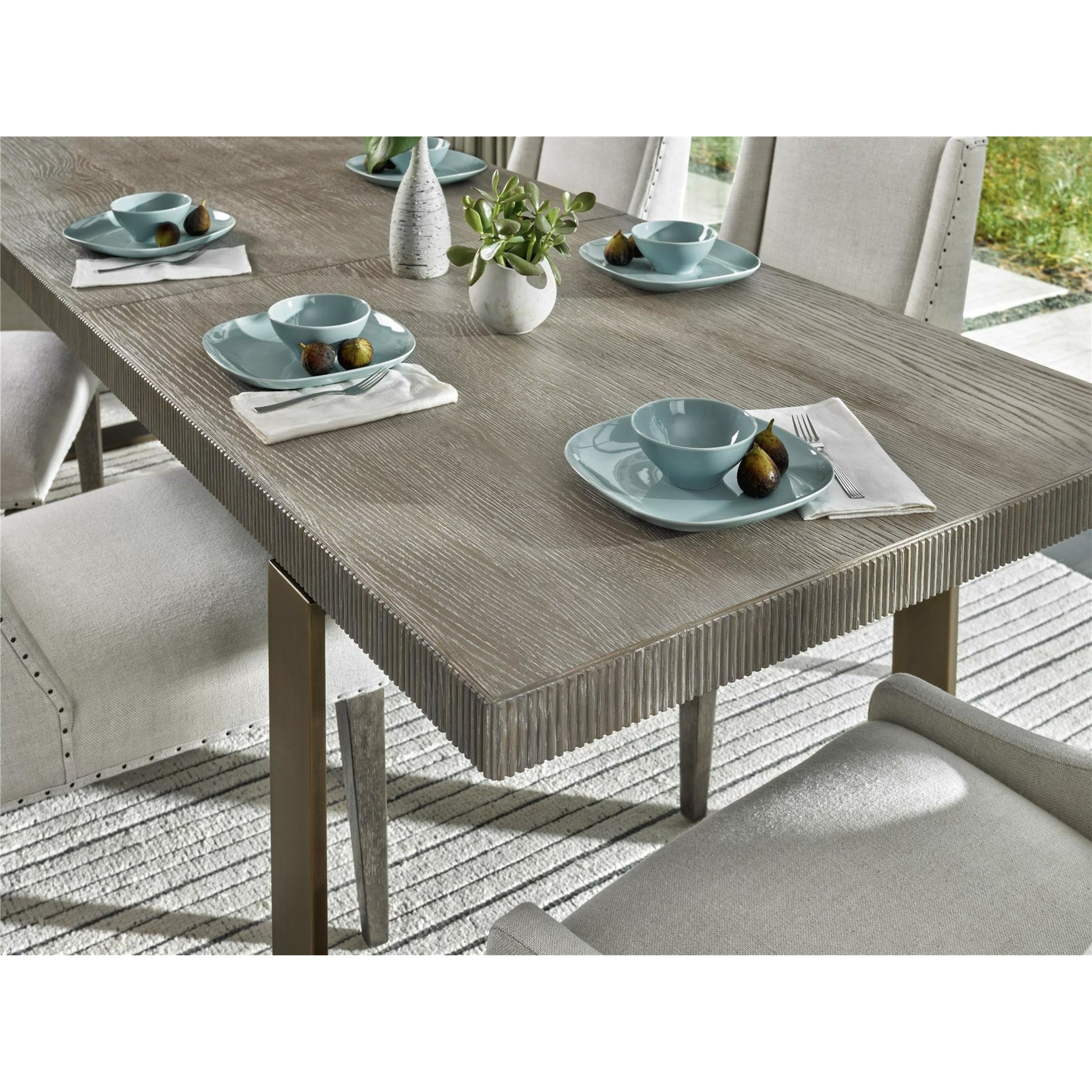 Modern Robards Dining Table by Universal Furniture in bronze and flint. Made from unique in a modern style.