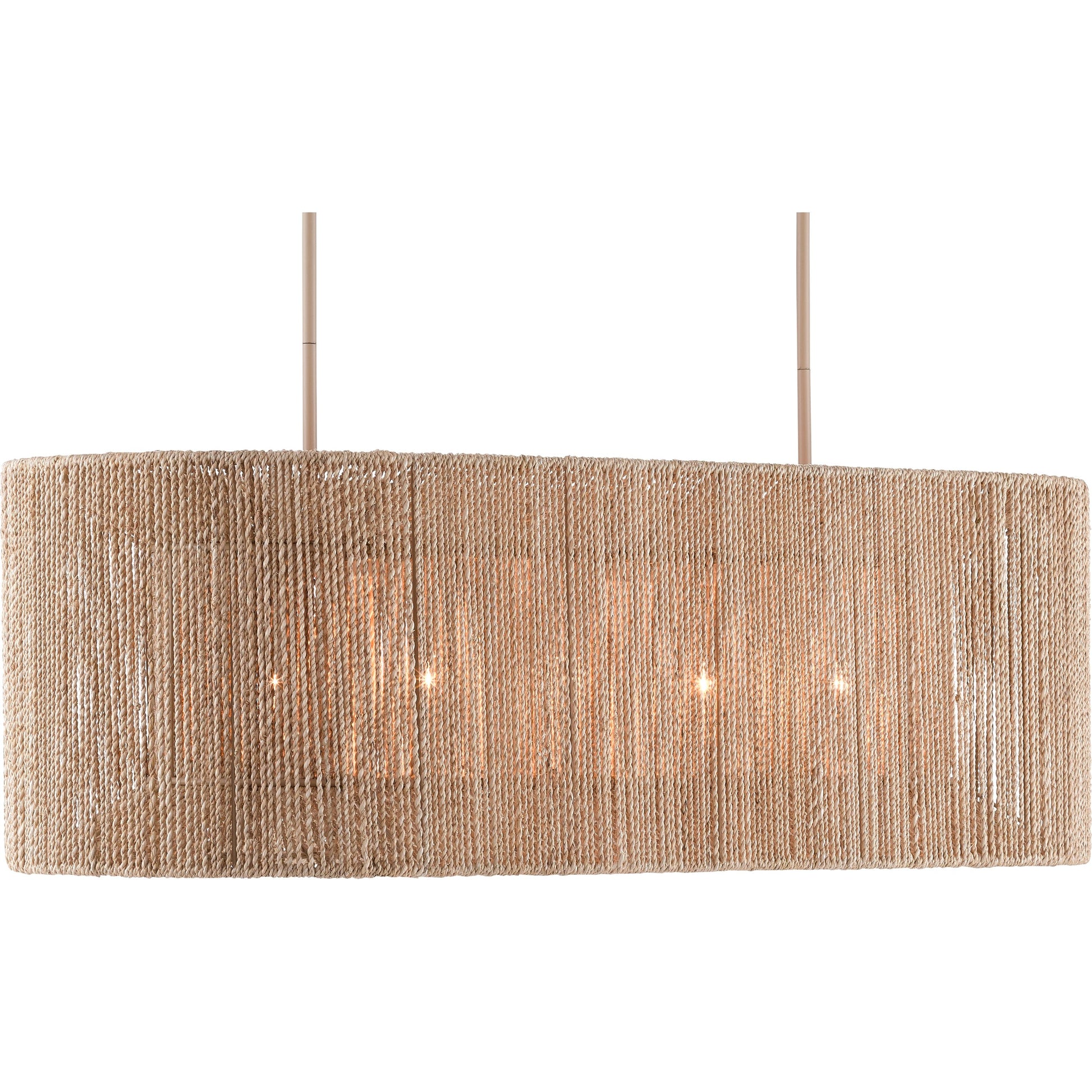 Mereworth Chandelier by Currey and Company in natural rope, beige. Made from wrought iron, abaca rope in a coastal style.
