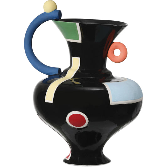 Fauvist Vase by Currey and Company in black, green, red, yellow, orange. Made from porcelain in a eclectic & global style.