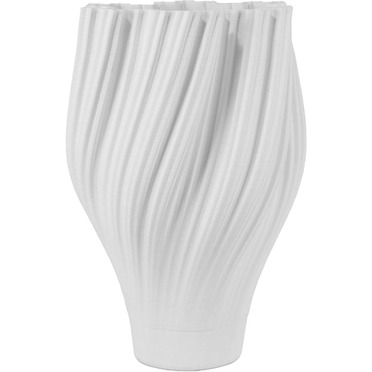 Whorl Vase by Currey and Company in white. Made from porcelain in a modern style.