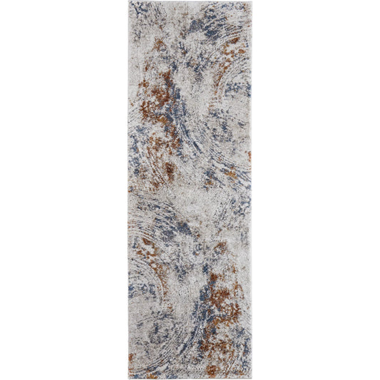Gilmore Rug - 39MMF by Feizy in ivory, blue, orange. Made from polypropylene in a unique style.