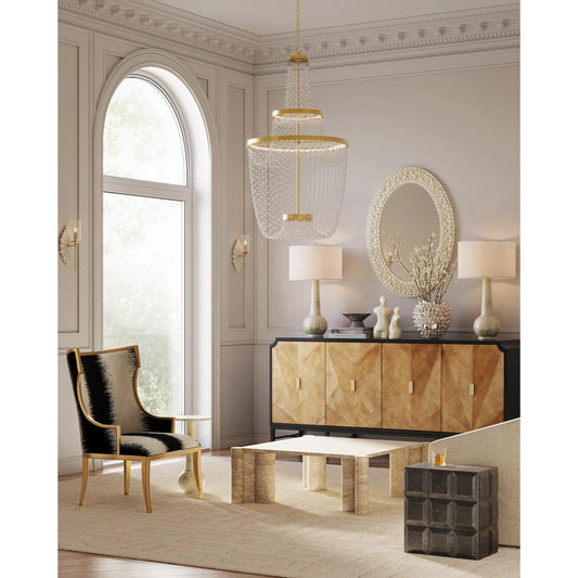 Merriam Oval Mirror by Currey and Company in natural. Made from bone, engineered wood, glass in a unique style.
