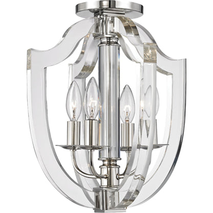 Arietta Semi Flush by Hudson Valley in polished nickel. Made from brass in a transitional style.