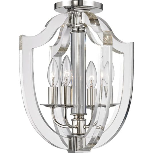Arietta Semi Flush by Hudson Valley in polished nickel. Made from brass in a transitional style.