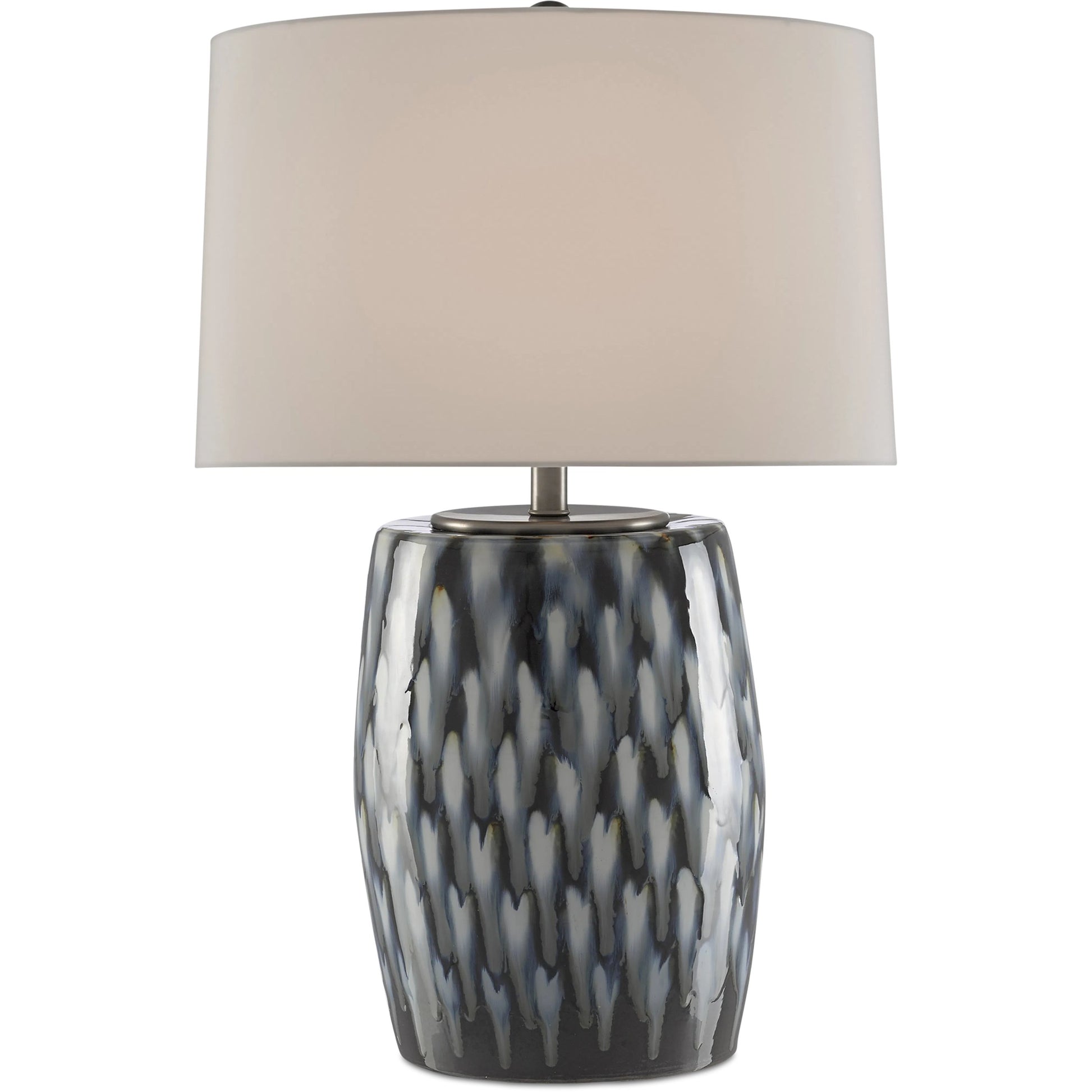 Milner Table Lamp by Currey and Company in indigo, cloud. Made from porcelain in a modern style.