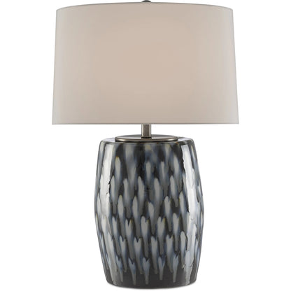 Milner Table Lamp by Currey and Company in indigo, cloud. Made from porcelain in a modern style.