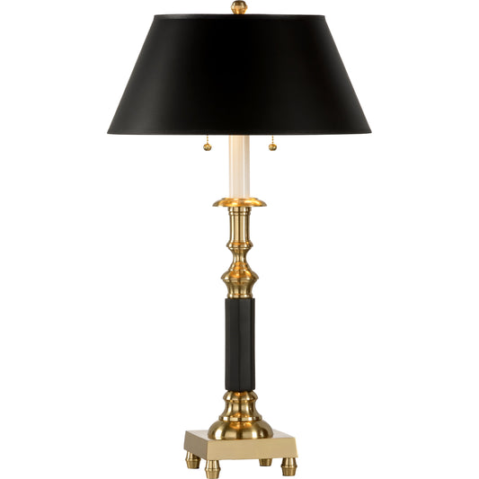 Felix Lamp by Frederick Cooper in gold, black. Made from brass in a traditional style.