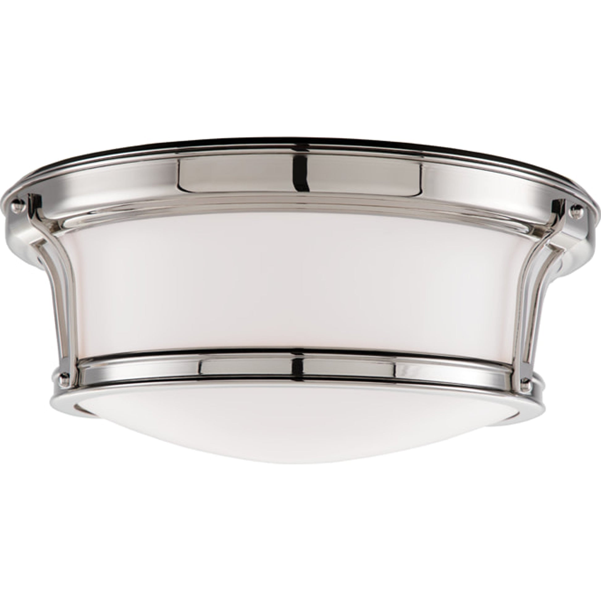 Newport Flush Mount by Hudson Valley in aged brass. Made from steel in a modern style.