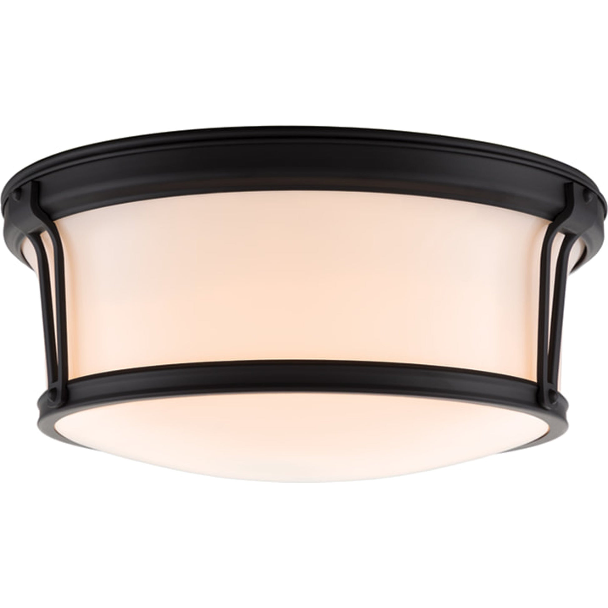 Newport Flush Mount by Hudson Valley in aged brass. Made from steel in a modern style.