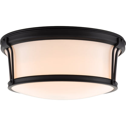 Newport Flush Mount by Hudson Valley in aged brass. Made from steel in a modern style.