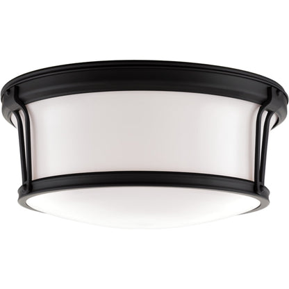 Newport Flush Mount by Hudson Valley in aged brass. Made from steel in a modern style.