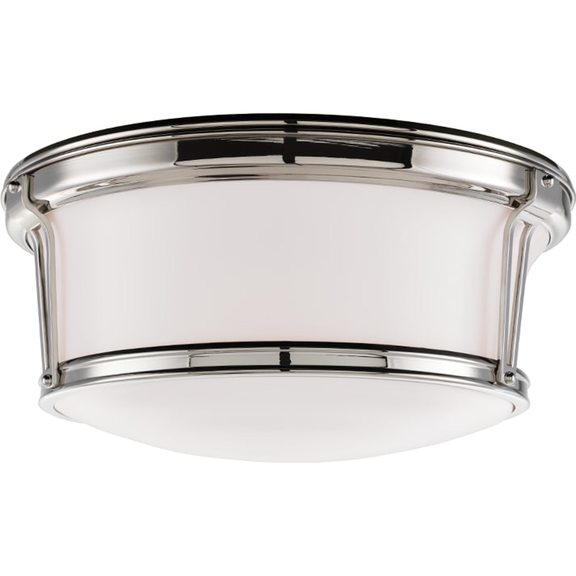 Newport Flush Mount by Hudson Valley in aged brass. Made from steel in a modern style.