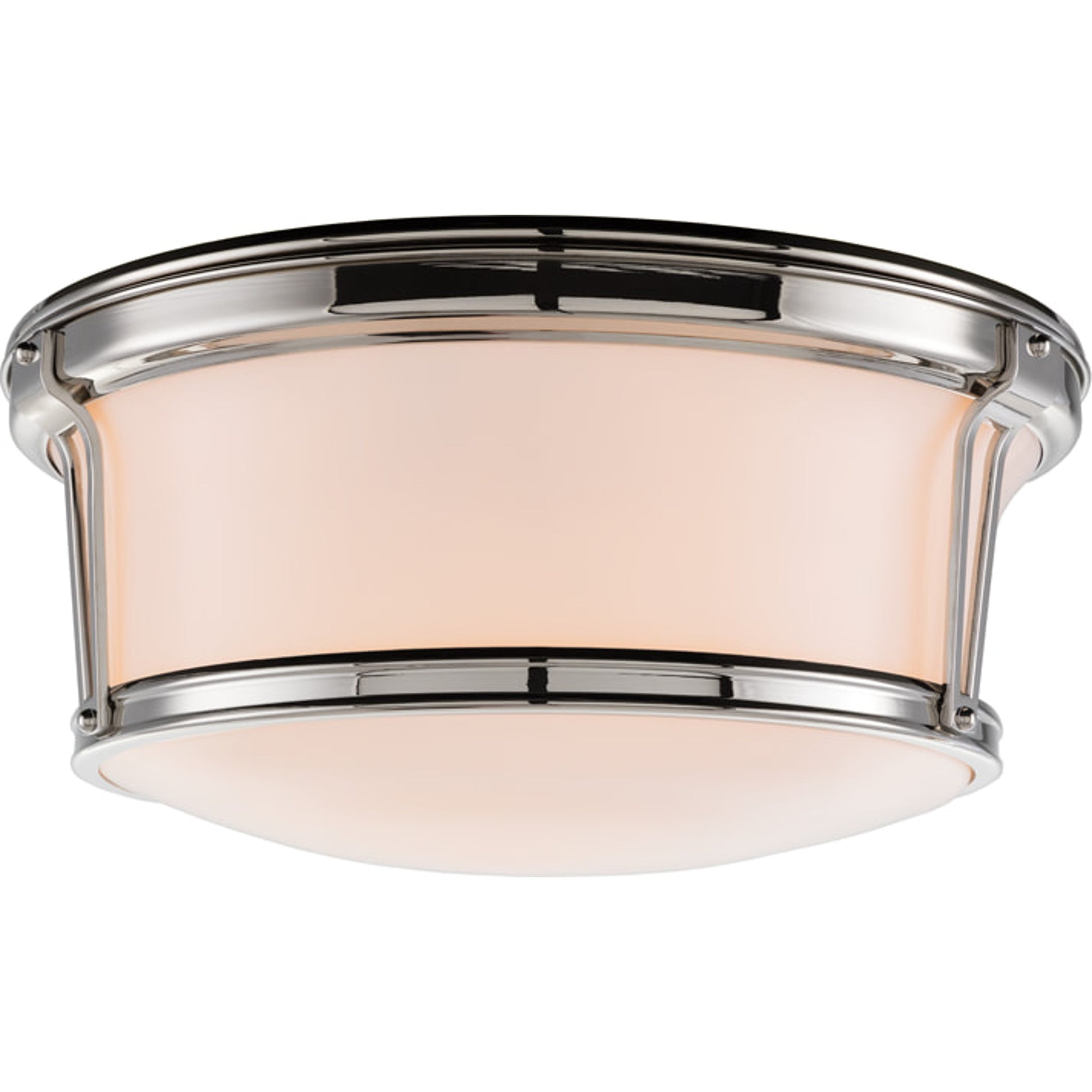 Newport Flush Mount by Hudson Valley in aged brass. Made from steel in a modern style.