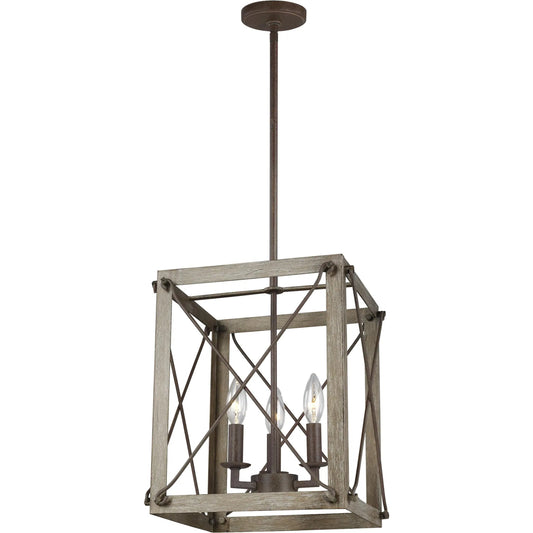 Thornwood Small 3-Light Hall / Foyer by Visual Comfort & Co. in washed pine. Made from steel in a unique style.