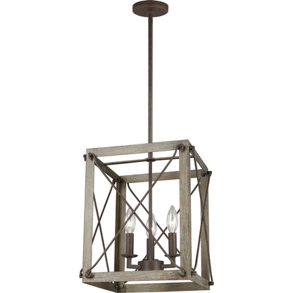 Thornwood Small 3-Light Hall / Foyer by Visual Comfort & Co. in washed pine. Made from steel in a unique style.