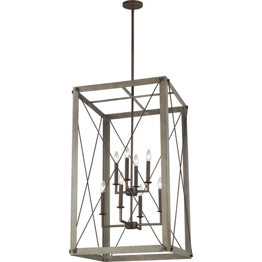 Thornwood Large 8-Light Hall / Foyer by Visual Comfort & Co. in washed pine. Made from steel in a unique style.