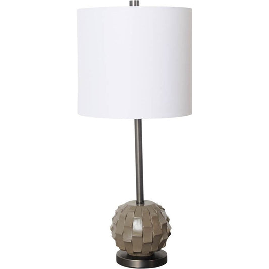Brant Table Lamp by Mercana in brown. Made from unique in a traditional style.