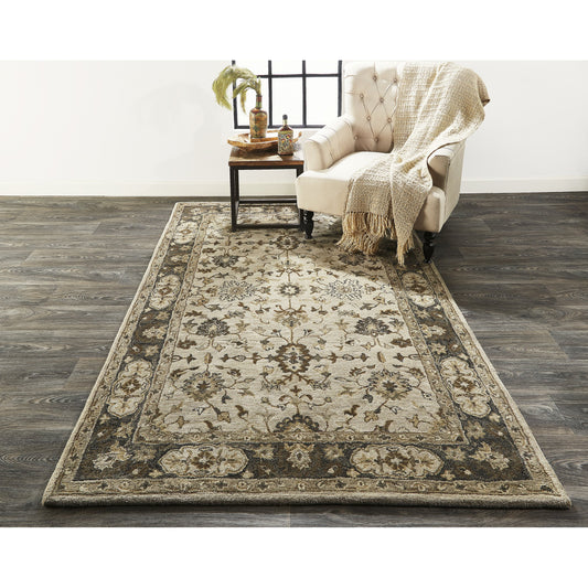Eaton Traditional Oriental Rug - 8399F by Feizy in gray, ivory, taupe. Made from wool in a unique style.